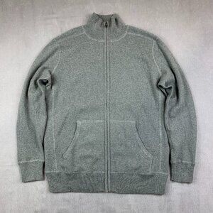 J Crew Mens Sweater Medium Gray Full Zip Long Sleeve Cotton Cashmere Blend Knit